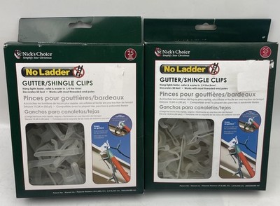   St. Nicks Choice No Ladder Gutter Shingle Clips 25ct Lot Christmas Lights x2  