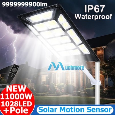 11000W 9999999900LM LARGE LED Solar Street Light PIR Dusk to Dawn Road Area Lamp