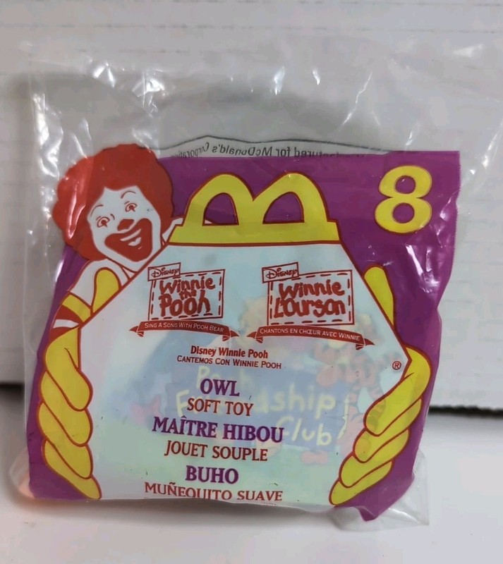 WINNIE THE POOH OWL CLIP-ON BEANBAG #8 McDONALDS HAPPY MEAL TOY NEW