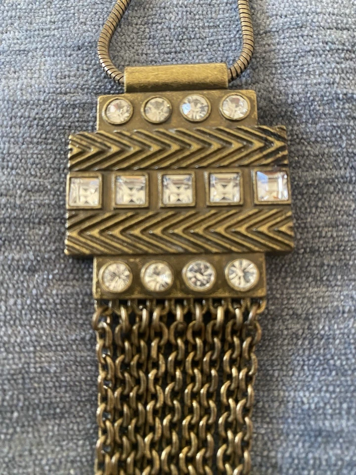 Collar Lia Sophia Tono Bronce Cadena Larga Colgante Borla Cristal Acentos Foto 2 de 4