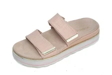 Vionic Brandie sandals Slide Platform Pink peach Shimmer Double Strap 8.5