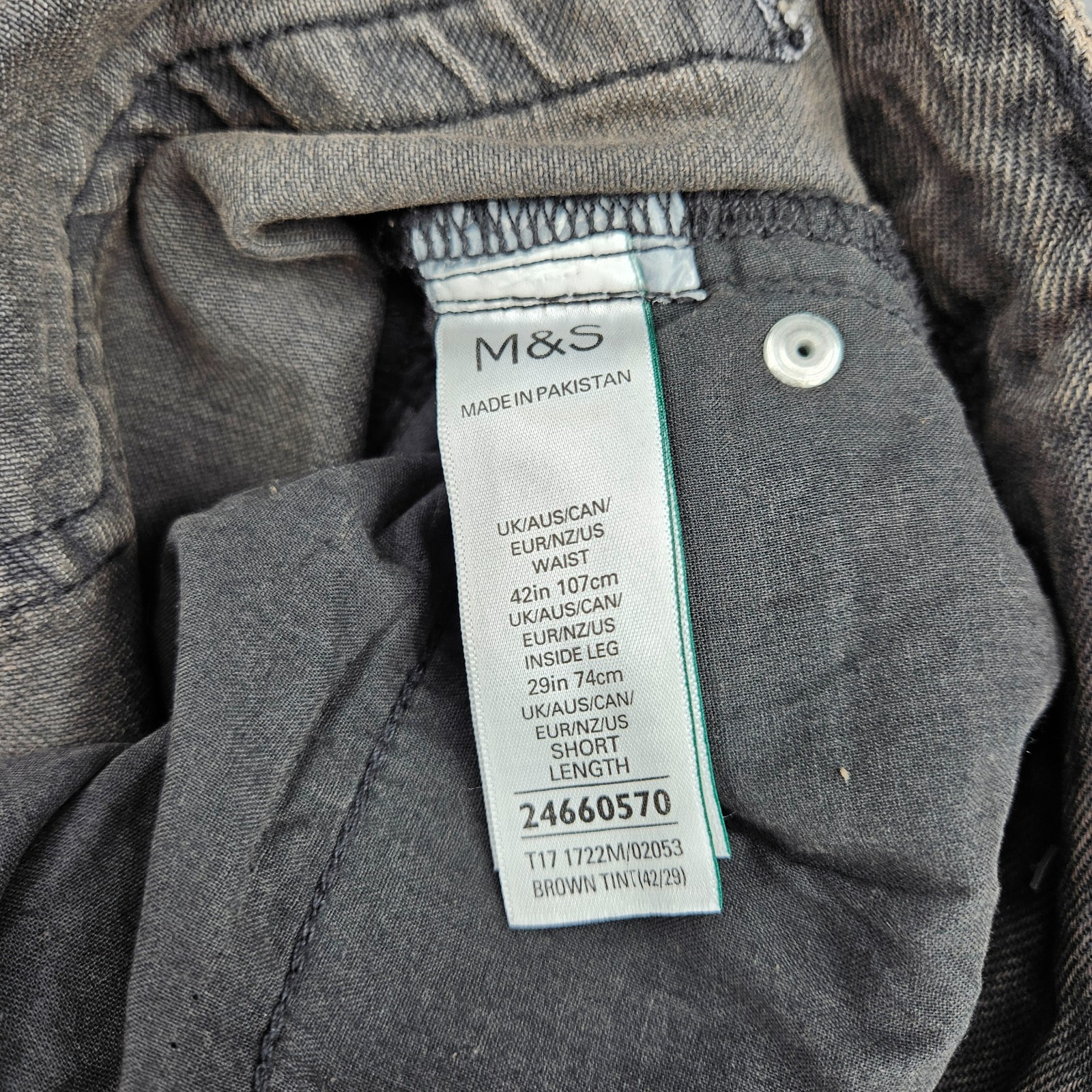 M&S Mens Relaxed Straight Jeans W42 L29 Brown Washed Denim 100% Cotton image 5
