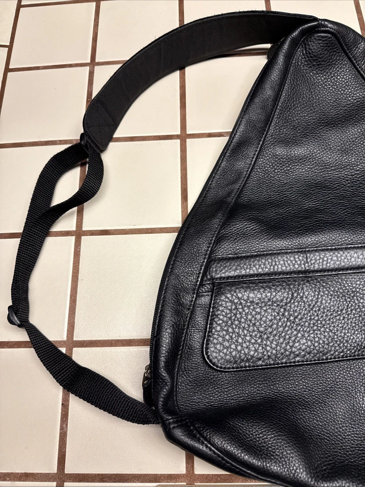 Bolso Bandolera LL Bean AmeriBag Cuero Negro Viajero Bandolera Foto 4 de 4