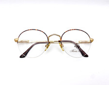 Vintage Brooks Brothers Round Half Rim Eyeglasses 90s Tortoise Gold Frames NOS