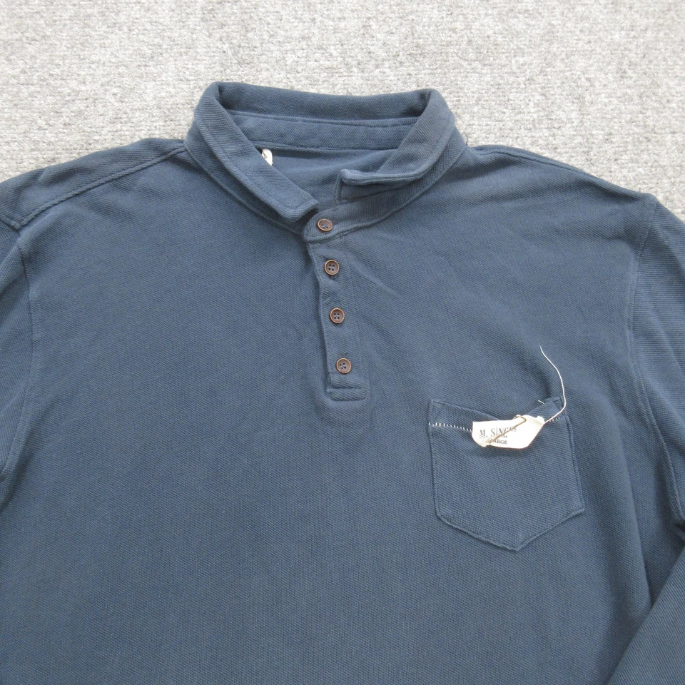M. Singer 套衫衬衫男式 XL Henley 长袖口袋纽扣美国制造 — 第 3/4 张图片