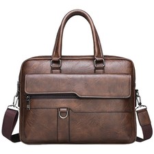 Men's Leather Laptop Bag 15 IN, Water-Resistant Briefcase Messenger Bag for W...