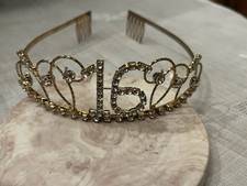 Sweet Sixteen 16 Rhinestone Tiara Crown with Combs Party Fashion Jewelry