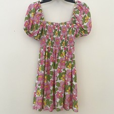 Show Me Your MuMu Bixby Mini Dress Womens Small Pink Floral Puff Sleeve Coquette