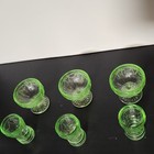 6pc Vintage Green Cameo Ballerina Miniature Toy Glass Lot 3 Sherbets 3 Tumblers — photo 1