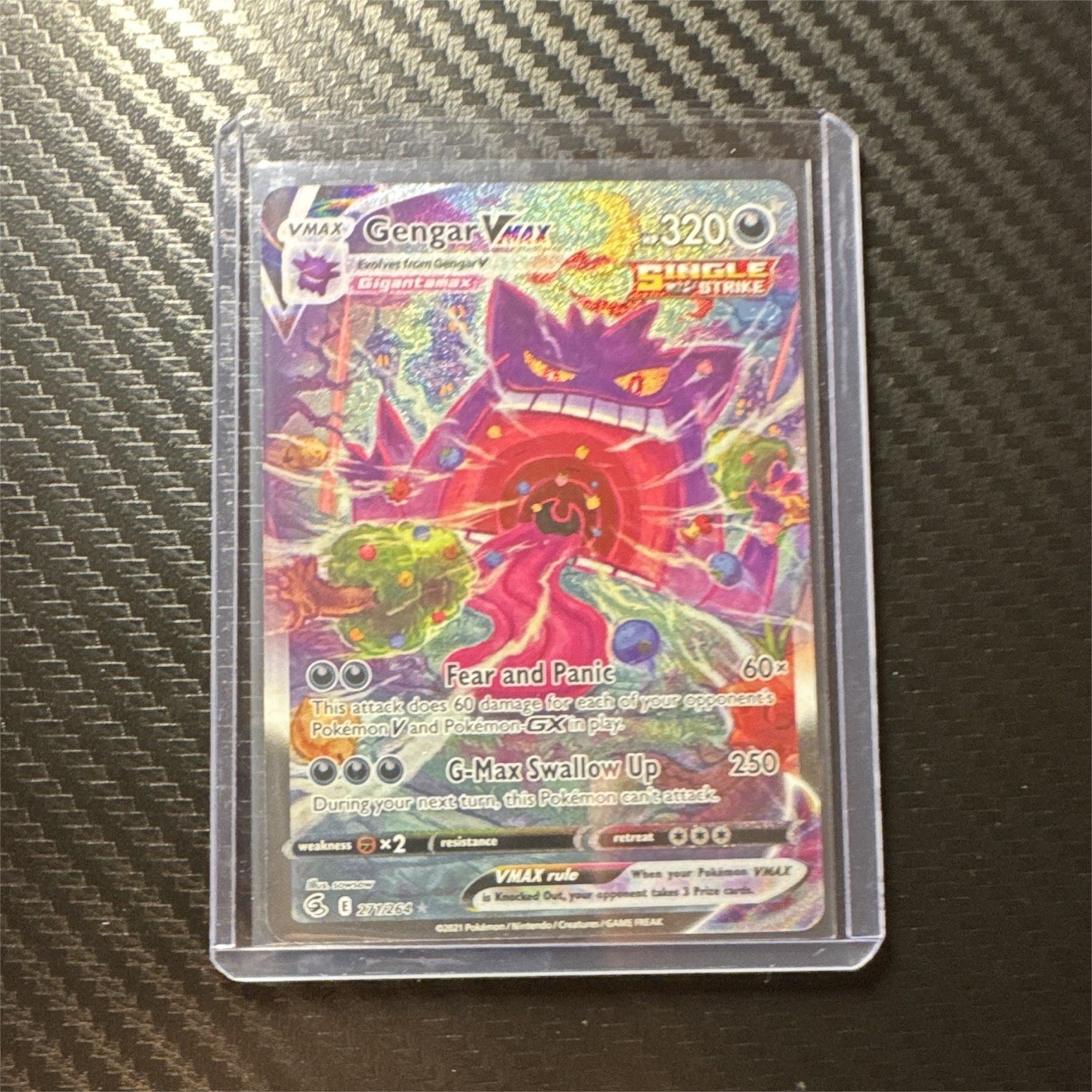 Pokemon Gengar VMAX 271/264 Fusion Strike Secret Rare Holo Alt Art