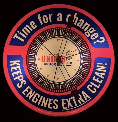 Vtg ESSO Uniflo Motor Oil Spinner ADVERTISING CLOCK Sign Thermometer Pam Gas