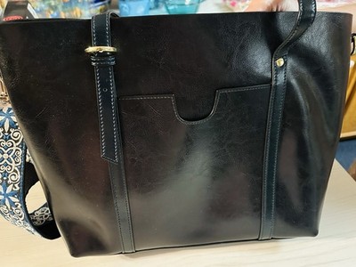 Kattee Black Leather Shoulder Purse Bag Tote New Without Tag