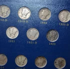 Vintage Mercury Head Dimes Whitman Album 75 Coin Set W/O 1916-D and 42 overdate