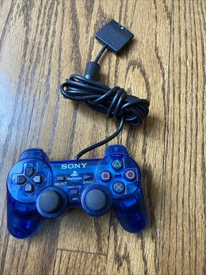 Sony PlayStation 1 PS1 PS2 Transparent Blue Analog Controller SCPH-10010 Wired