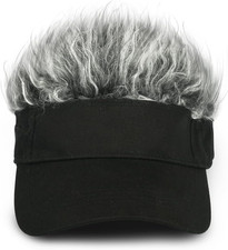 Funny Hats with Fake Hair Frosted Tips Wig Visor Cap for Men Women