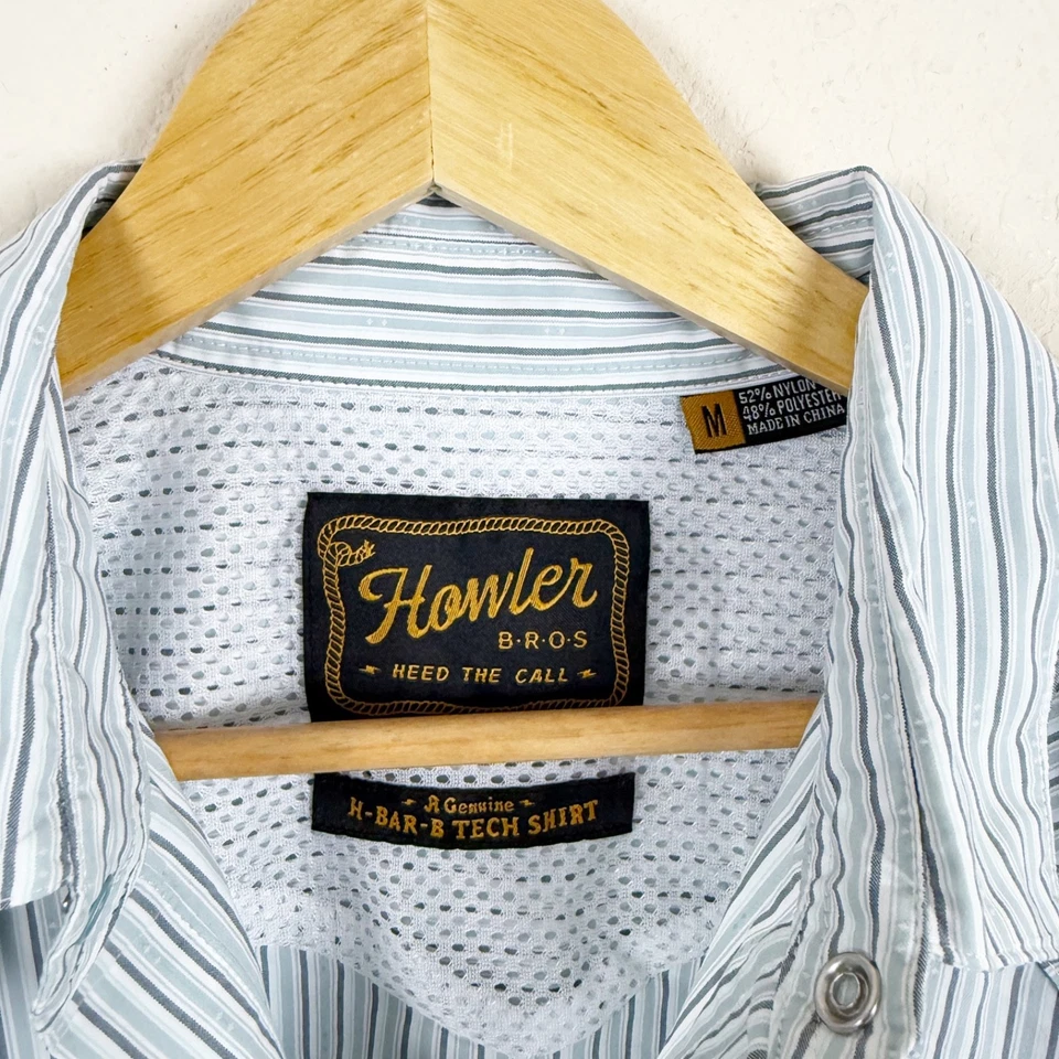 Howler Bros H Bar Tech Long Sleeve Gambler Stripe Shirt Size Medium - Image 3 of 4