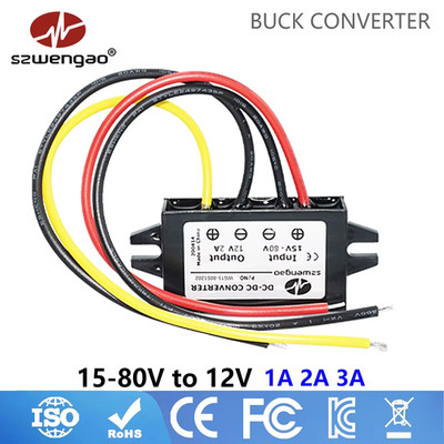 Niedriger Preis 15-80V Step-Down auf 12V Buck Modul Wandler 24V 36V 48V 60V 72V 1A 2