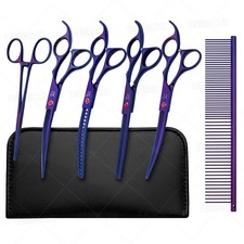 Dog Grooming Scissors,Purple Curved Chunkers Shears with Safety Round Tips,Sh...