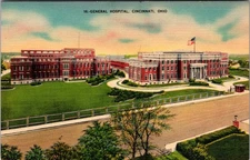 Vintage General Hospital Cincinnati Ohio Linen Postcard Kraemer Art Co