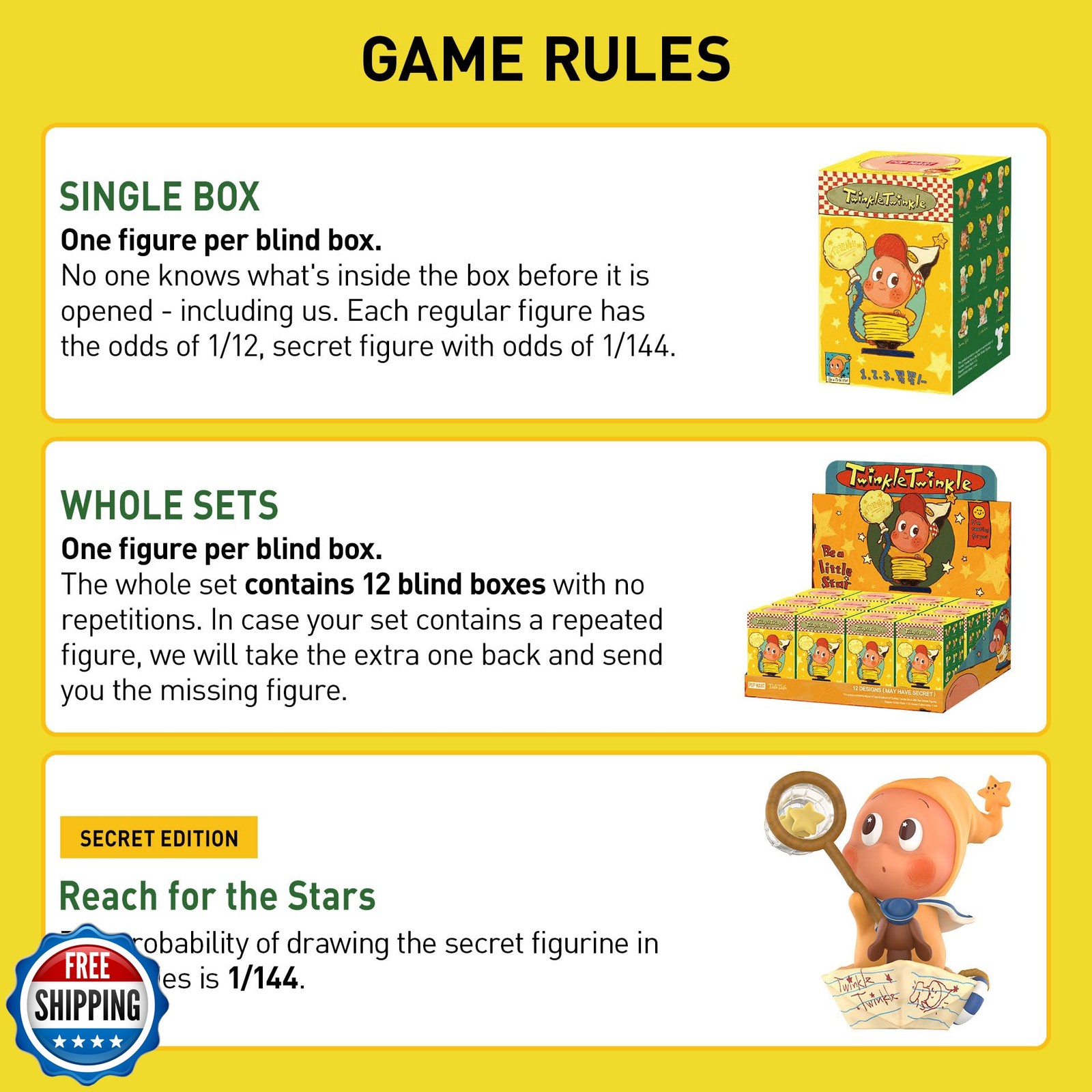 POP MART Twinkle Twinkle Be a Little Star Series Figures, Blind Box Figures, ...