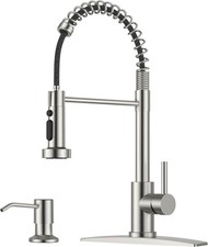 Kitchen Faucet with Soap Dispenser, Stainless Steel KitchenSink Faucet with Pull