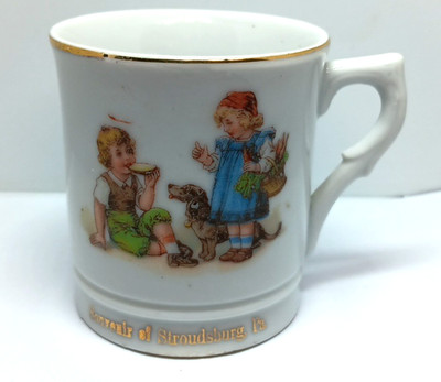 Vintage Germany Childs Porcelain Cup Demitasse Mug Teacup Children Playing 4oz