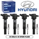 4x Ignition Coils Spark Plugs For NGK UF651 Hyundai Elantra Tucson Kia Soul 2.0L