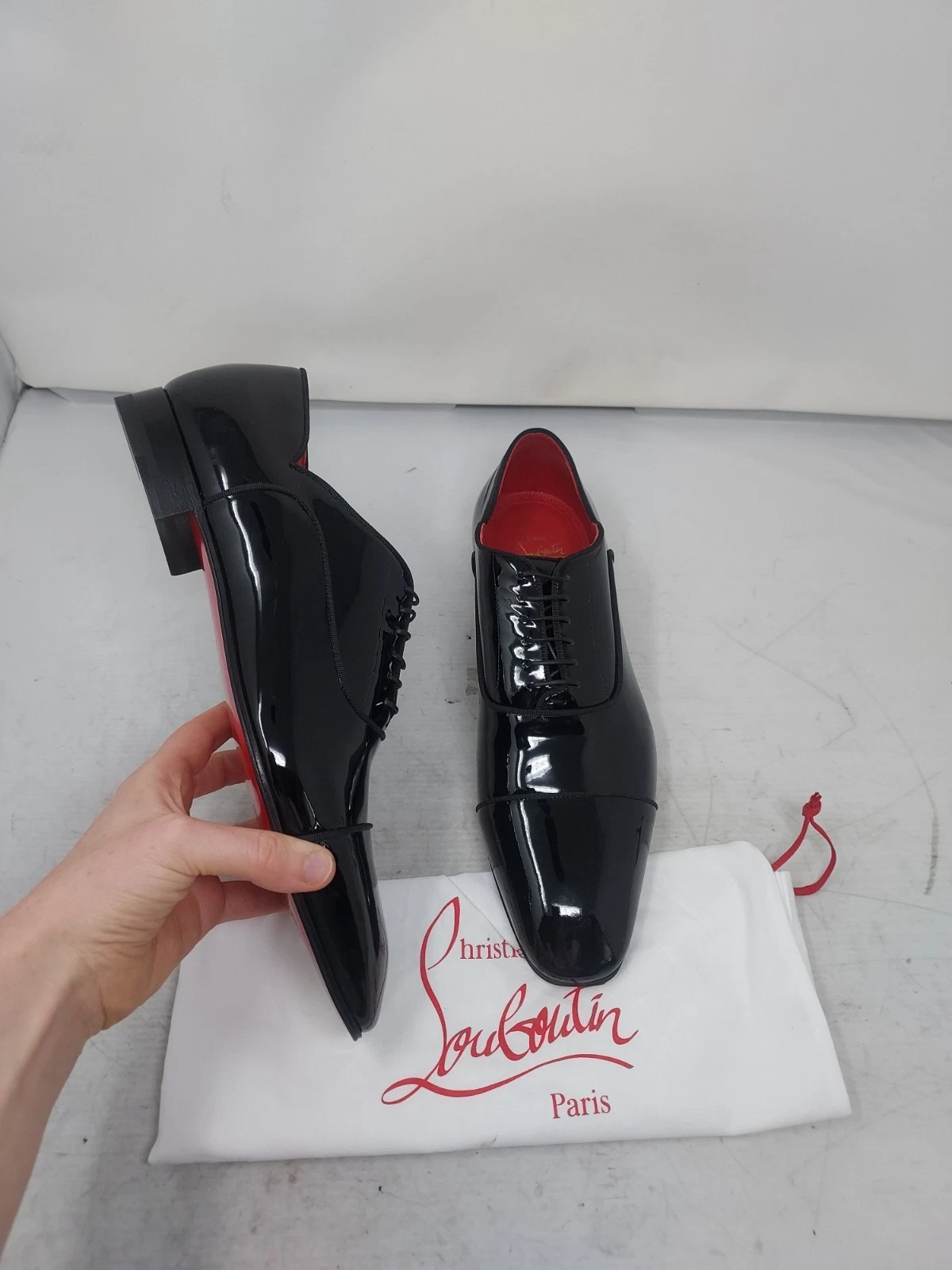 Christian Louboutin — Christian Louboutin MENS EU 42.5 US 9.5 NEW Greggy Chick Black Patent Shoe