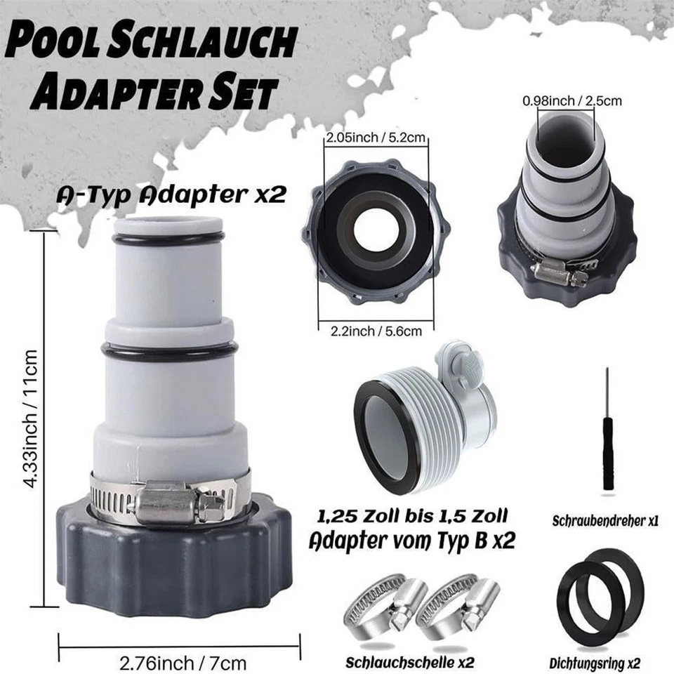 2* Swimming Pool Adapter A Pumpe Schlauch Spezialadapter für Intex Ø 32mm/Ø 38mm - Bild 4 von 4