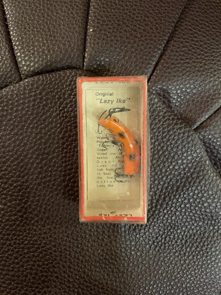 Vintage Lazy Ike KL-00 0S Orange W/Black Spots Fishing Lure In Original Box - Image 2 of 4