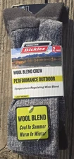DICKIES MENS PERFORMANCE THERMALS WOOL BLEND CREW SOCKS 2 PAIR SIZE 6-12 New
