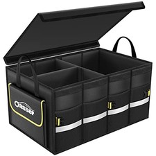 Oasser Car Trunk Organizer, 3 Compartments Collapsible Standard Black