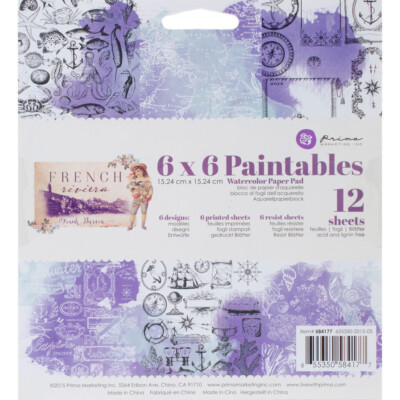 PRIMA 6  X 6 PAINTABLES 2 PADS OF 12 SHEETS EACH - FRENCH RIVIERA