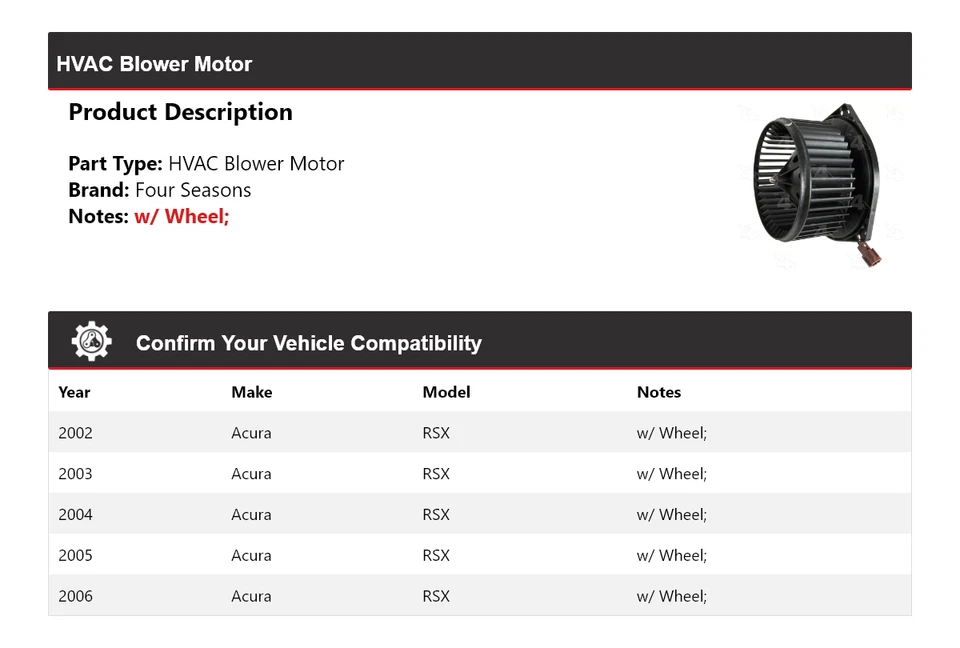 Motor soplador de climatización Acura RSX 2002-2006 4 estaciones 2003 2004 2005 Foto 2 de 4