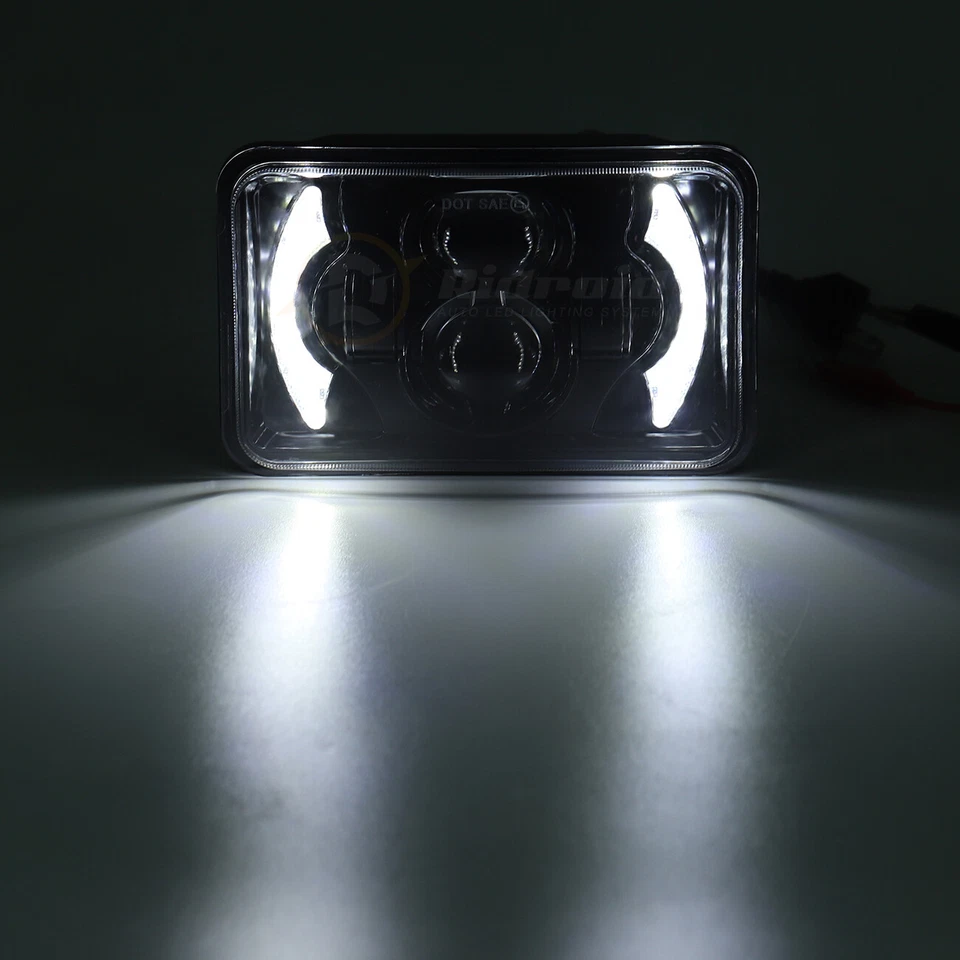 4PCS 4x6" LED Headlights Hi-Low Beam For Kenworth W900 T800 T600A Peterbilt 378 - Image 3 of 4