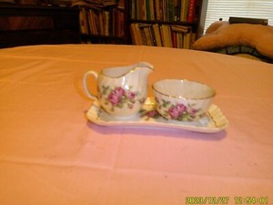 Adderley Fine Bone China Creamer and Sugar with Tray Set