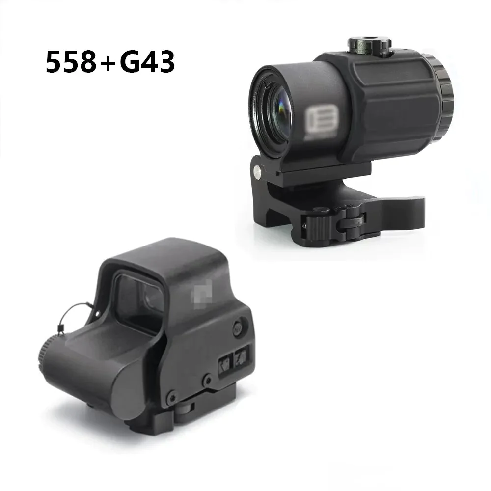 558 G43 Holographic Red Green Dot Sight With 3X Magnifier Combo - Flip QD Mount