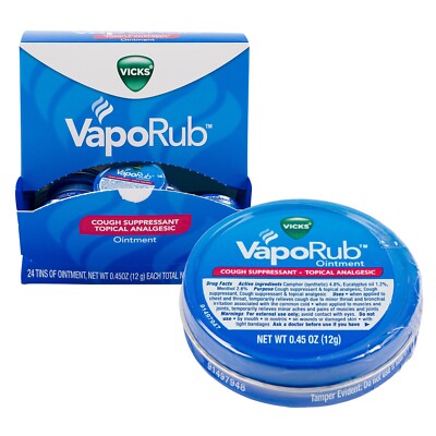 Vicks VapoRub Cough Suppressant Topical Analgesic Ointment 4 Pack, 0.45 oz(12 g)