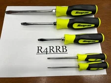 Snap-on Tools USA NEW 5pc HI-VIZ Soft Grip Flat Head Screwdriver Set SGDS50BHV