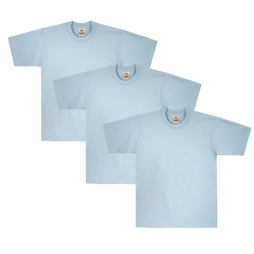 Мужская футболка Pro Club Mens 3 Pack Heavyweight с коротким рукавом и круглым вырезом горловины - Небесно-голубой
