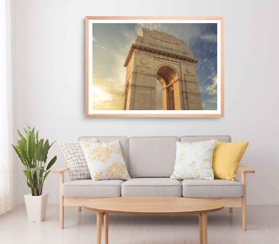 India Gate Print, Wall Art, Morning Scene Framed New Delhi Wall Art, Sunny Day