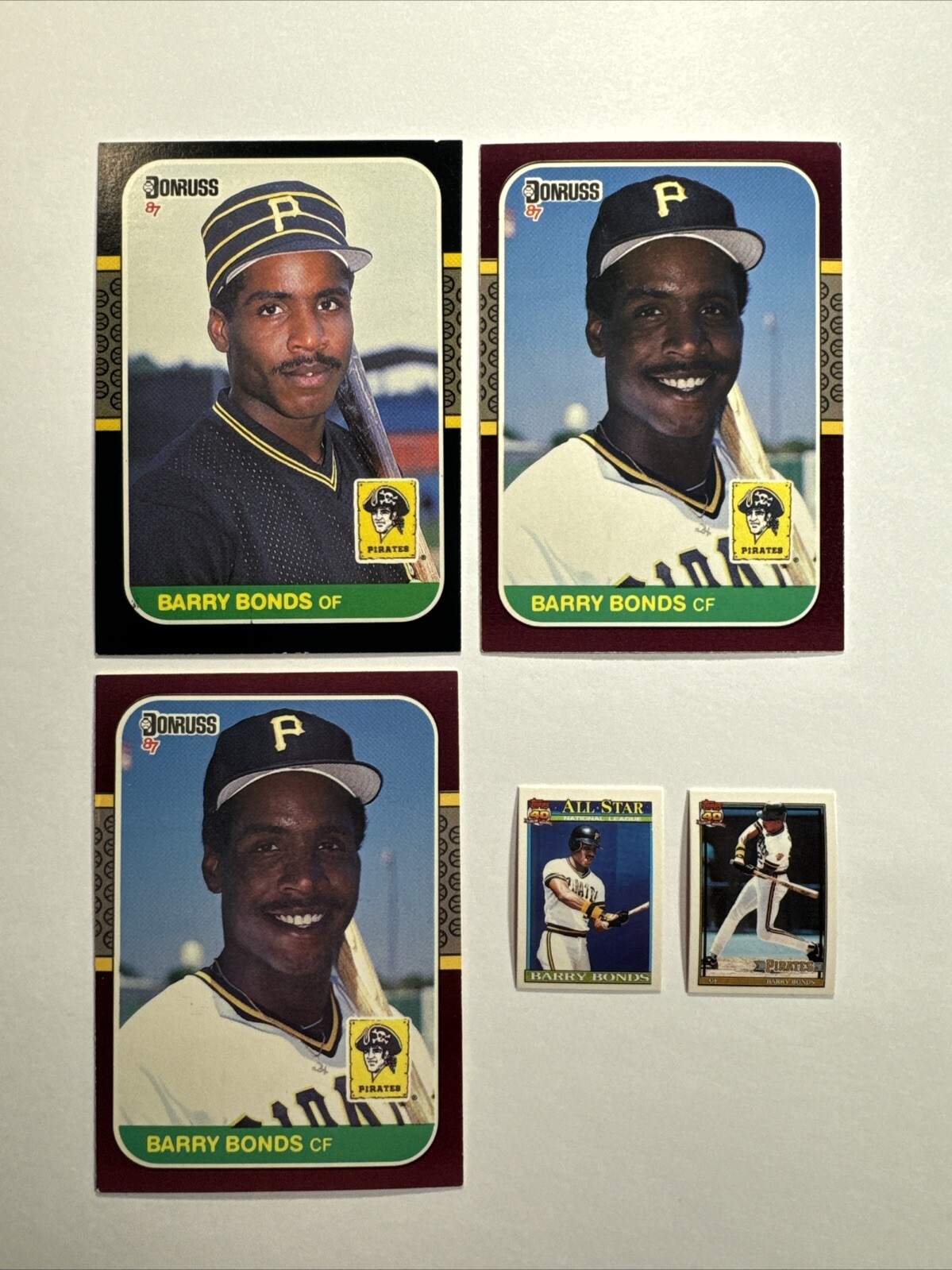 Barry Bonds Lot ~ (2) 1987 Donruss Opening Day #163 Rookies - 1991 Topps Micro