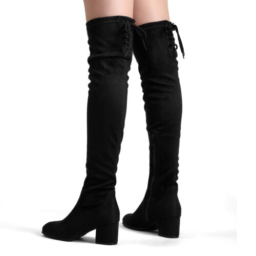 Overknee-Stiefel Damen hohes halbhohes Bein Wintermode sexy Booties - Bild 16 von 31