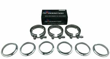 4" V band V-Band Stainless 3 Clamps & 6 Flanges for Exhaust Downpipe Intercooler