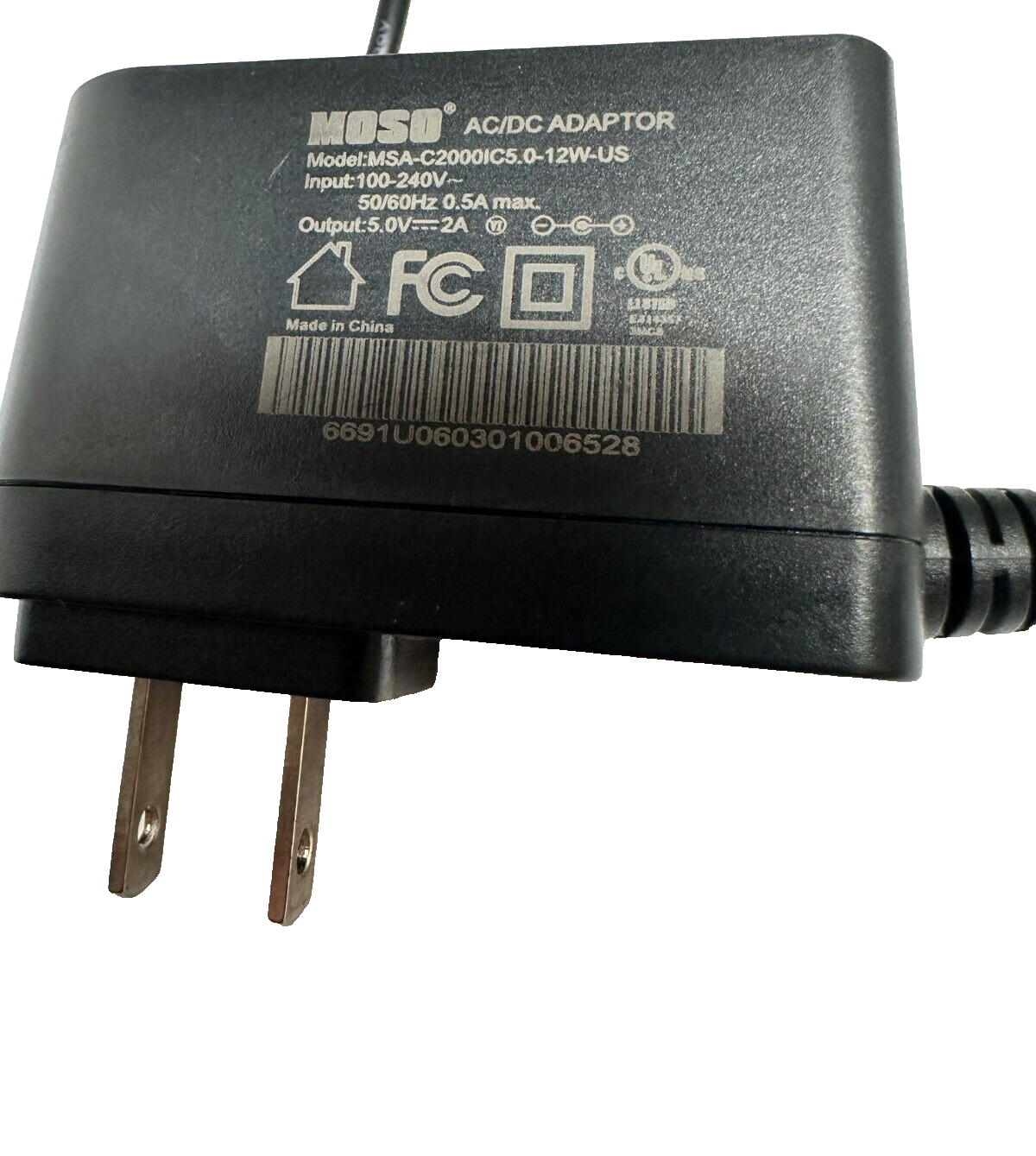 MOSO MSA-C2000IC 5.0-12W-US Wall Power Supply AC/DC Adapter 5V 2A - 5 ...