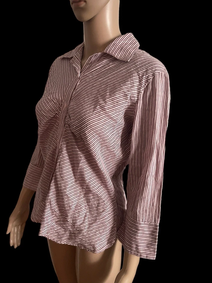 NUEVO CON ETIQUETAS Joe Camisa Boxer Mujer’s Grande Juniors Abotonada Manga Larga Damas Rayas Foto 2 de 4