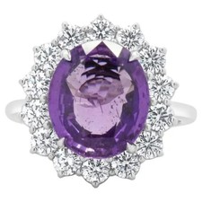 935 Silver Simulated 7.82TCW Amethyst  Sapphire Floral Engagement Women Ring