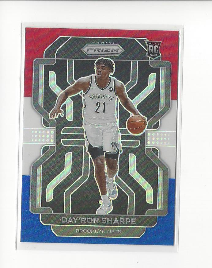 2021-22 Prizm Prizms Red White and Blue #281 Day'Ron Sharpe RC Rookie Nets