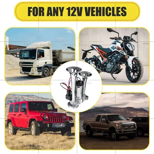 600DB 12V Car Air Horn Kit Loud Speaker Dual Trumpet Compressor Truck Vehicle Oz - Picture 12 of 12