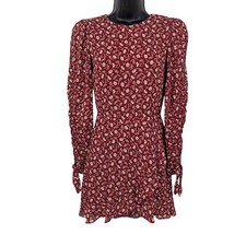 Reformation Wrap Mini Dress Women Size 0 Floral Prairie Puff Sleeve Cottagecore